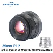 Brightin Star 35mm F1.2 APS-C Lens for Sony E,Fuji X Canon EOS,M4/3 Mount Camera