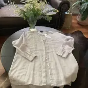 NWT Eileen Fisher Ceramic Organic Handkerchief Linen Mandarin Collar Shirt Sz. M