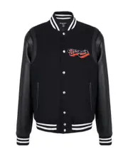 Balmain Logo Patch Panelled Bomber Jacket FR50,FR52 Black
