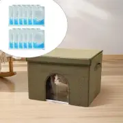 Cooling Cat House with 12 Ice Bags Villa Insulation Hideaway Reusable Folding
