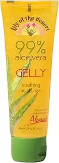 Lily Of The Desert Gelly Moisturizer - 99% Organic Aloe Vera Gel for Skin, After Sun Care with Aloe, Vitamin E Oil, and Vitamin C for Sunburn Relief, 4 Fl Oz