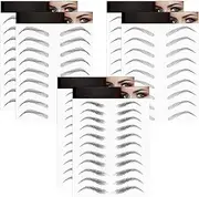 Blulu 6 Sheets 4d Hair-like Waterproof Eyebrow Tattoos Stickers Transfers Temporary Brow Tattoo Peel off Grooming Shaping Sticker in Arch Style, 66 Pairs Black(Thick Arch Eyebrow)