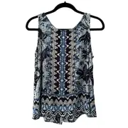 Nicole Miller Tank Top Size S Rayon Back Button Beach Vacation Resortwear NEW