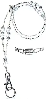 Crystal Bling Women's Beaded Lanyard for ID Badge Card Holder Teacher Cruise Keys Keychain Phone Keychain, Silver