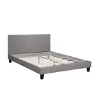 Bed Frame Double Size Wooden Fabric Grey