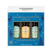 Tisserand Essential Oil Kit Feel Good Essential Oils (Blue Reindeers) 9ml x 3 Pack (Peppermint, Lemon & Rosemary)