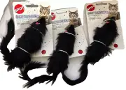 (3 toys) Spot Shaggy Plush Fur Ferret 5" Cat Toy with Catnip Rattle Ethical Pet