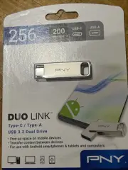 PNY 256GB DUO LINK USB 3.2 Type-C Dual Flash Drive for Android 256GB, Silver