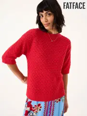 FatFace Maysie Red Knitted T-Shirt (E85945) | $114