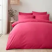 Appletree - Hot Pink Duvet Cover Sets - Double Bedding Size (200 x 200cm) - Bright Pink Plain Duvet Cover Bedding - Soft & Luxury 100% Cotton - Neon Vivid Colour Bedding - Bright Duvet Cover