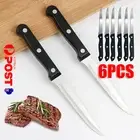 6 Steak Knives Dinner Set Stainless Steel Sharp Serrated Dishwasher Safe Knife A