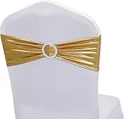 Chair Bands,Chair Sashes,Elastic Chair Bands Ties with Buckle Slider Chair Covers Slipcovers for Christmas Wedding Party Banquet Hotel Event Decorations,Red,100Pcs (Color : Red, Si (Color : Silver