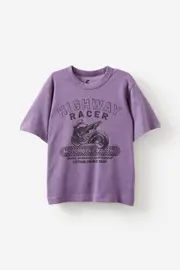[Cotton On Kids] Cotton On Kids - Jonny Short Sleeve Graphic Print Tee - Dark mauve/highway racer bike 6 DARK MAUVE/HIGHWAY RACER BIKE