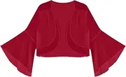 [YTGOCN] Women's Ruffle Chiffon Shrug | Short Sleeve Summer Open Front Cropped Cape - Women's Cardigan Bolero Shrug Ruffle for Mother