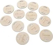 SWOOMEY 12pcs Wooden Baby Milestone Monthly Sign Birth Announcement Photography Props Pregnancy Journey Milestone Markers