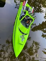 Remote Control Jet Boat 2.4G Proportional Throttle Control with Light Medium and Large 13.3-inch (34CM) Remote Control Speedboat high-Speed 30km/h Outdoor Shallow Off-Road Remote Control Boat