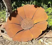 Sun Flower with Chain Centre - Australian Made Rusted Metal Garden Art