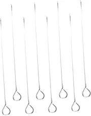 1set Stainless Steel Skewers for Grilling Professional BBQ Kabob Skewers for Outdoor Camping and Backyard Barbecue BBQ Grill Utensil for Meat and Vegetables 8pcs
