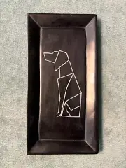 Decorative Labrador Retriever Dog Dish 3.5 x 7" New Black Made n Kenya
