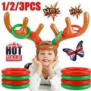 1/2/3X Inflatable Toss Game Christmas Hat Toy Reindeer Antler Xmas Ring Party UL