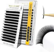 NAGARAKU Wet Camellia Lash, Roots with Light Glue Mega Volume Lash 10mm-11mm-12mm Mix Length Eyelash Extension 0.07mm LC Curl Maga/Wispy/Fox/Anime/Hybrid Volume Style