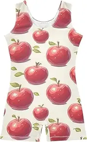 [FRODOTGV] Red Apples Girls Gymnastics Leotards Toddler Dance Biketards Tumbling for Training, Yoga, Tumbling