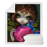 Chasing Dragons 12 Sided Dice Fairy Throw Blanket