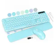 Wireless Keyboard and Mouse Backlit - Typewriter Keyboard with Retro Aqua Blue