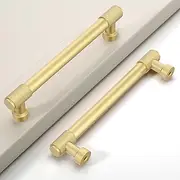 [Coinkoly] 10 Pack 5"(128mm) Brushed Gold Cabinet Pulls Knurled Kitchen Cabinet Handles Drawer Pulls Cupboard Hardware for Cabinets