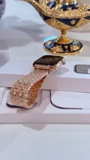 ✅ Custom 24k Rose Gold Apple Watch Series 9 Diamond Band | Water Resistant | Box