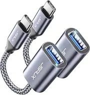 JSAUX USB A to USB C Adapter 2 Pack, USB C to USB 3.0 OTG Adapter 5Gbps, USBC to USB Male to Female Converter Compatible with iPhone 16&15 Pro/Max/Plus MacBook Pro/Air Samsung S24 S23 S22, Pixel-Grey