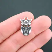 6 Owl Charms Antique Silver Tone - SC2133
