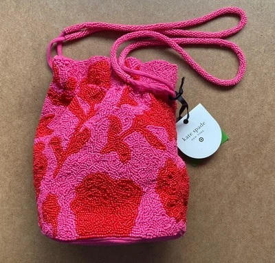 Kate Spade x Target Beaded Bucket Bag (Pink/Red) NEW