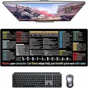 Waterproof Mouse Pad, 80 x 30 CM Excel Shortcut Keys Mouse Pads, Contains 9 Major Excel Function Modules and Common Functions, Large XL Mouse Pad Gaming, PC Office Spreadsheet Keyboard Mat
