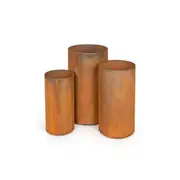3pc A.FRESCO Corten Steel Pedestal Garden/Patio Plant Display Stand Rust