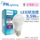 6入 【PHILIPS飛利浦】 真彩版 LED 9.5W E27 6500K 全電壓 晝白光 超極光 高演色 球泡燈 保固兩年 PH520579