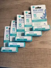 Lot Of 5 Blue Lizard Australian sunscreen lip balm 15+ UVA/UVB Protection New