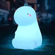 VSATEN Dinosaur Night Light for Kids, Color Changing Silicone Baby Night Light with Touch Sensor for Kids' Bedroom, USB Rechargeable LED Bedside Nursery Lamp, Cute Dinosaur Lamp Gifts