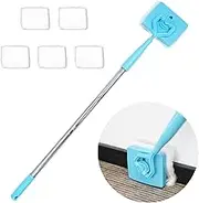 YUNWEI Baseboard Cleaner Tool with Handle 5 Reusable Cleaning Pads by No-Bending Mop Baseboard Cleaner Tool Long Handle Adjustable Baseboard Molding Tool