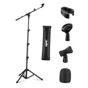 Tripod Microphone Stand Boom Mic Stand, Adjustable Boom Arm Floor Mic Stand