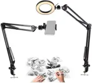 Phone Ring Light, 20cm Ring Light with 2 Suspension Arm Stand for Mobile Phone