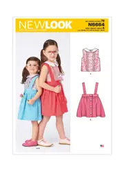 New Look Sewing Pattern N6664 6664 Toddlers' & Children's Skirts with Shoulder Straps & Peter Pan Blouse