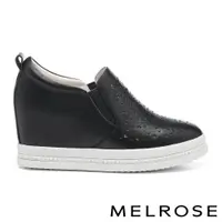 在飛比找AS女鞋優惠-MELROSE 美樂斯 時髦閃鑽鏤空牛皮內增高厚底休閒鞋－黑