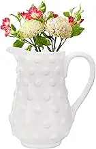 AuldHome White Hobnail Ceramic Pitcher (Small), Vintage Retro Style