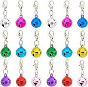 1 Box 18Pcs 9 Colors Cat Collar Bells Metal Christmas Jingle Bells Charms 14mm Cat Puppy Dog Bells Pendant Accessories for Pets Tracker Training Necklace Festival Party Decoration