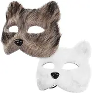 HOLIDYOYO 2Pcs Fox Mask Furry Fox Half Face Fancy Mask Fox Makeup Mask Animal Mask Masquerade Cosplay Masks for Costume Halloween Party Favors