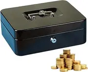 Cash Box | Secure Money Lock Box,Secure Locking Portable Metal Saving Organizer for Valuables Register Home Security Passport Business Document Storage