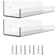 2Pcs Acrylic Floating Wall Ledge Shelf Wall Mounted Shelves Kitchen Spice Rack