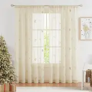 Butterfly Sheer Curtain Panels for Girls Nursery Bedroom, Toddler Gold Print