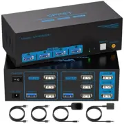 8K 60Hz HDMI Displayport KVM Switch 3 Monitors 2 Computers 4K 120Hz Triple Monit